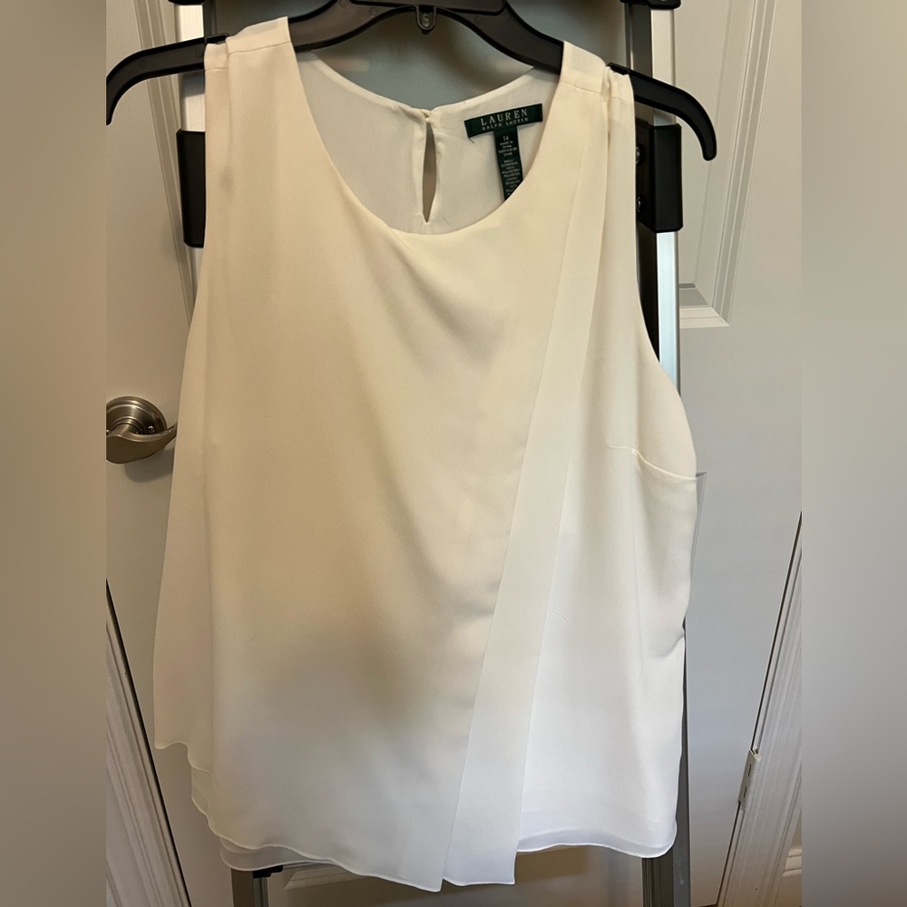 White drapey Ralph Lauren top. Never worn. Size 14
